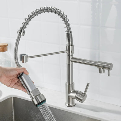 LuxeFlow - Schwenkbare Küchenarmatur mit doppeltem Auslauf