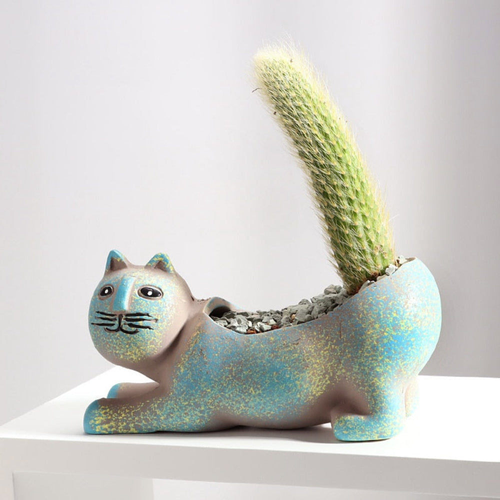 MeowMaison - Kunsthandwerkliche Katze Keramik Pflanzer