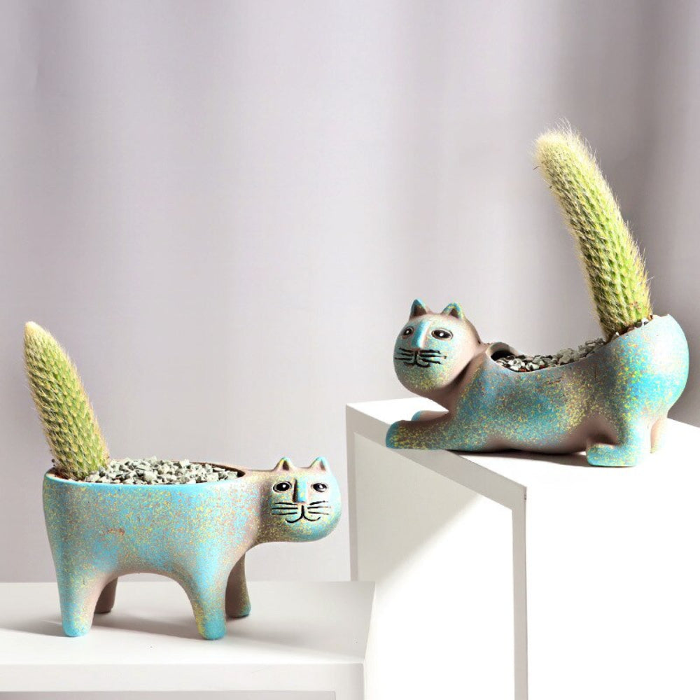 MeowMaison - Kunsthandwerkliche Katze Keramik Pflanzer