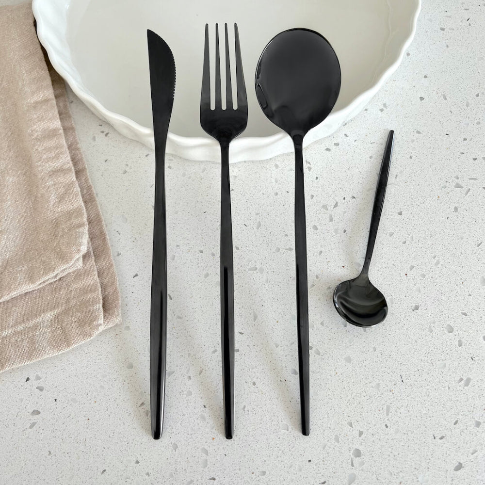 Noctara - Minimalistisches schwarzes Besteckset