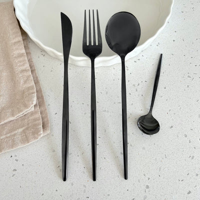 Noctara - Minimalistisches schwarzes Besteckset