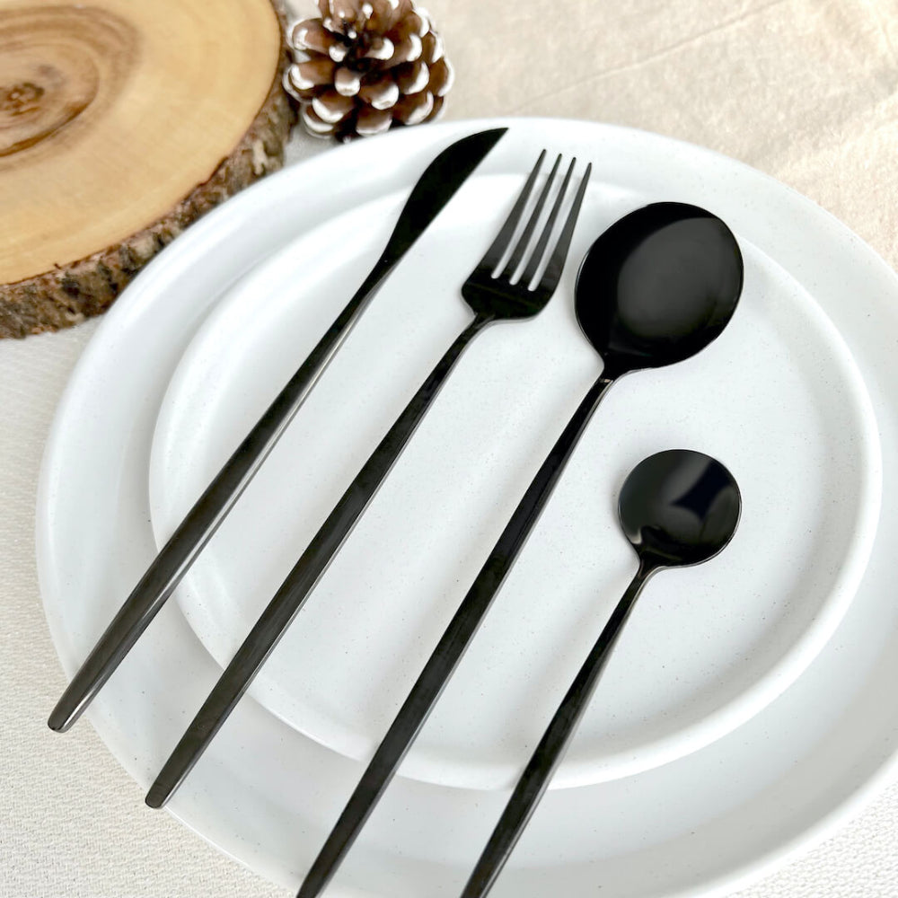 Noctara - Minimalistisches schwarzes Besteckset