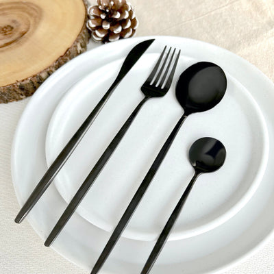 Noctara - Minimalistisches schwarzes Besteckset