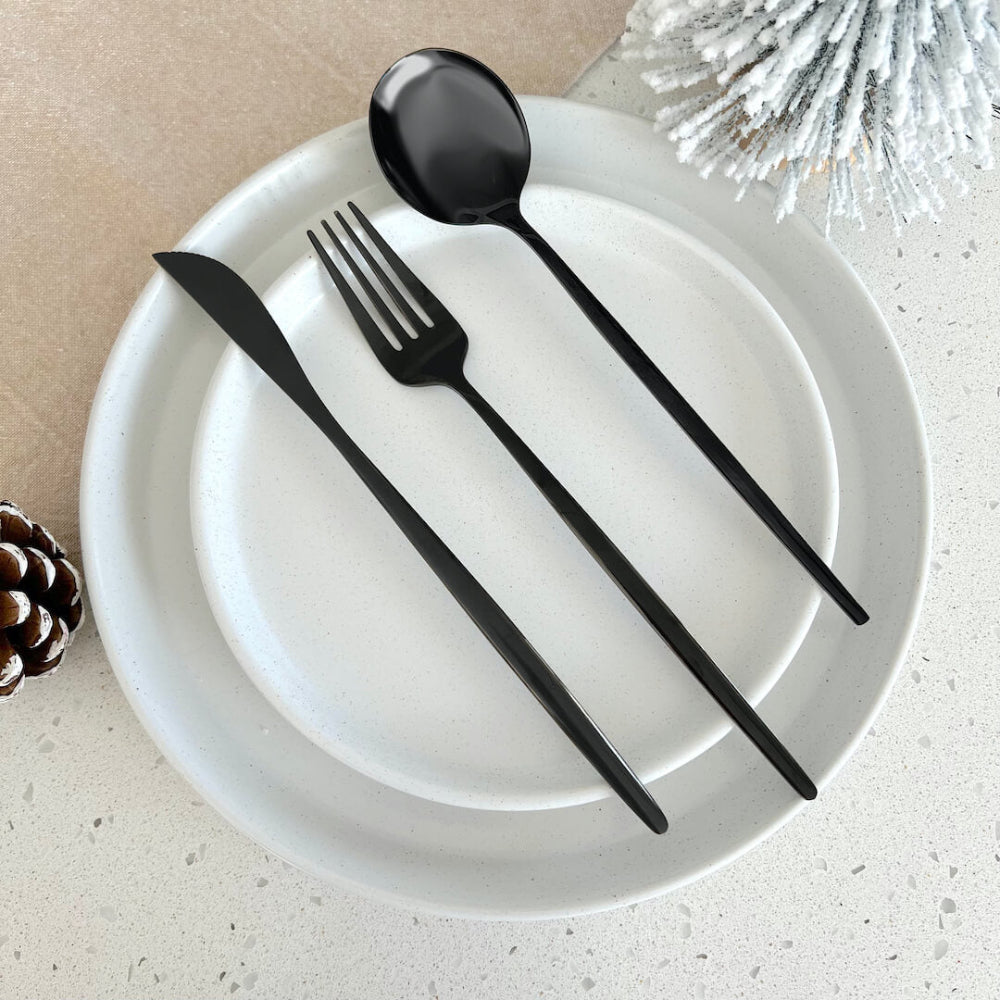 Noctara - Minimalistisches schwarzes Besteckset