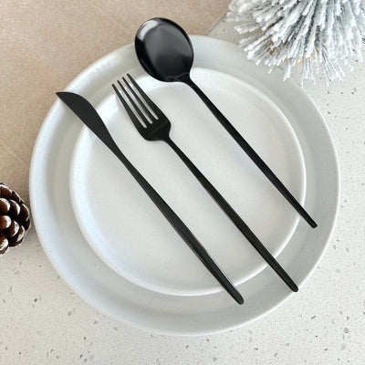 Noctara - Minimalistisches schwarzes Besteckset