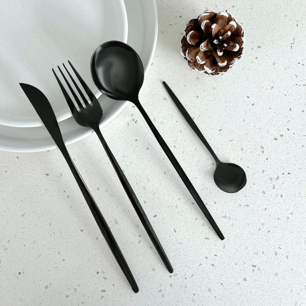 Noctara - Minimalistisches schwarzes Besteckset