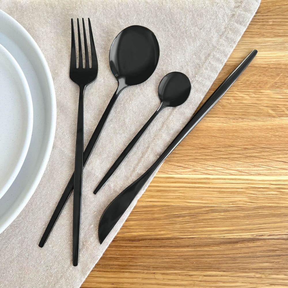 Noctara - Minimalistisches schwarzes Besteckset
