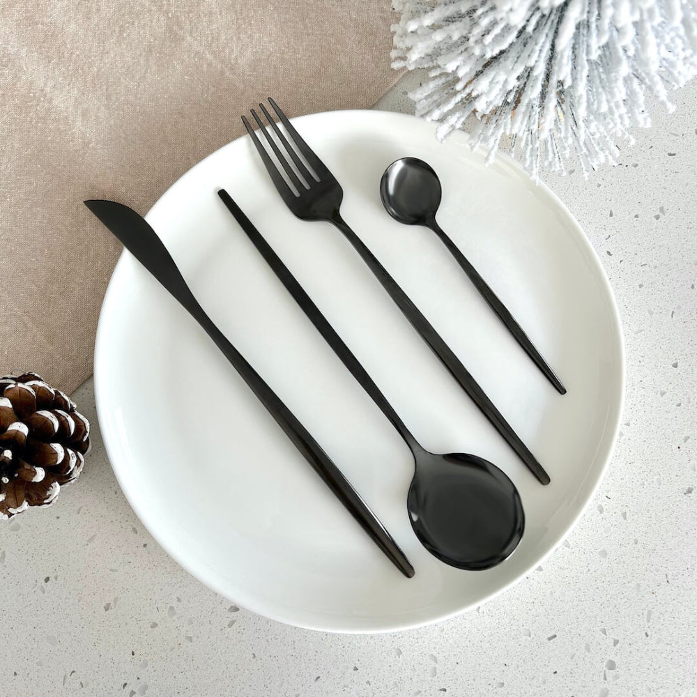 Noctara - Minimalistisches schwarzes Besteckset