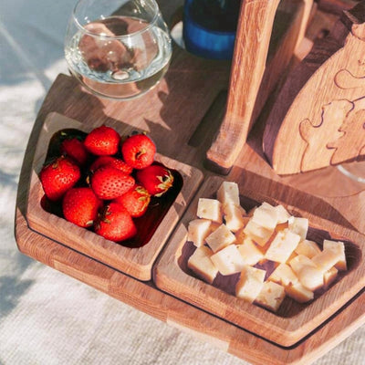 PicnicPro Holzweintisch - Tragbare Unterhaltung im Freien