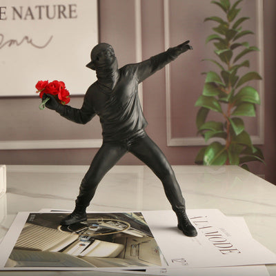 Roanley - Banksy Blumenwerfer Wandskulptur