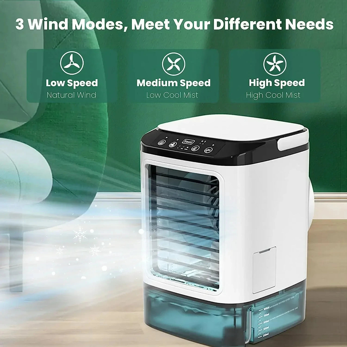 MistBreeze - 3-stufiger Mini-Ventilator