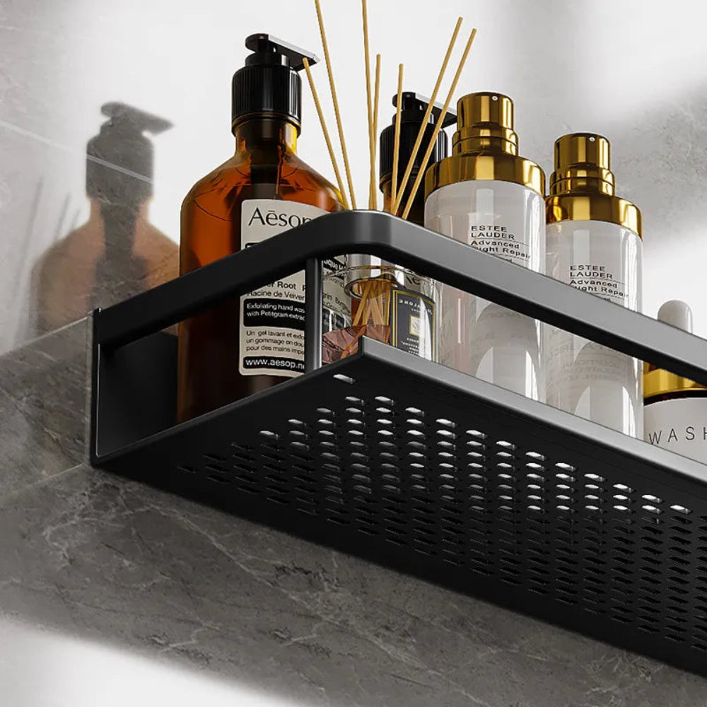 Showerlyn - Schwarzes Duschregal mit modernem, platzsparendem Design