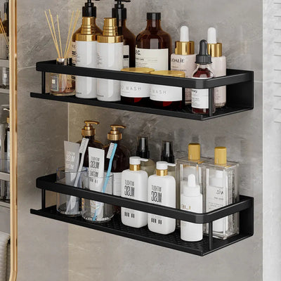 Showerlyn - Schwarzes Duschregal mit modernem, platzsparendem Design