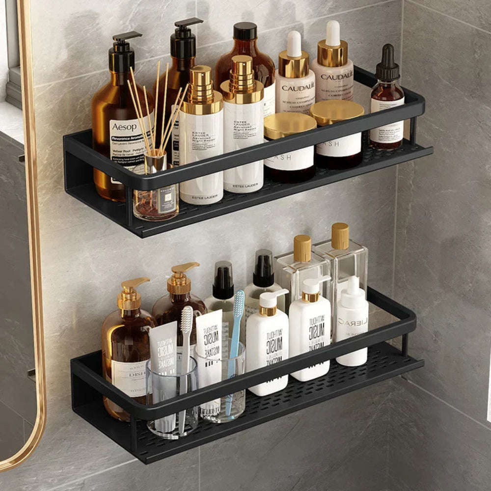 Showerlyn - Schwarzes Duschregal mit modernem, platzsparendem Design