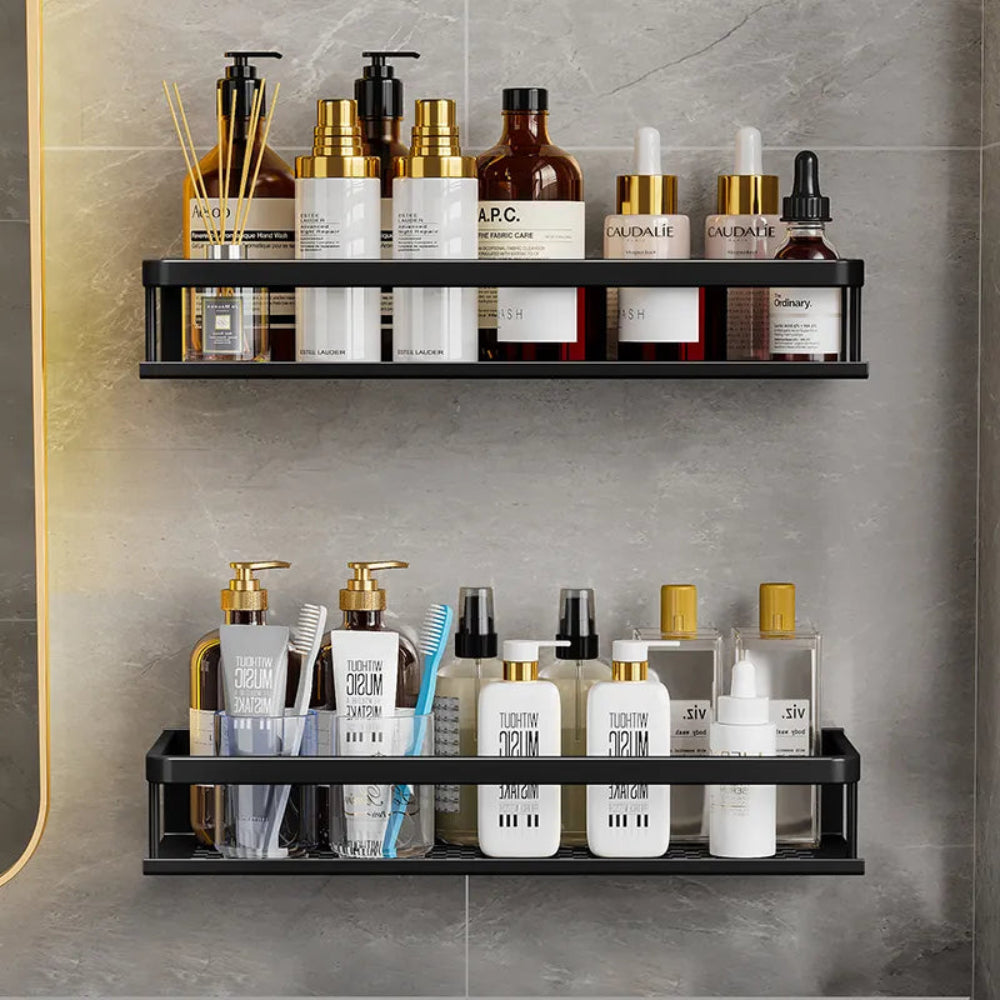 Showerlyn - Schwarzes Duschregal mit modernem, platzsparendem Design