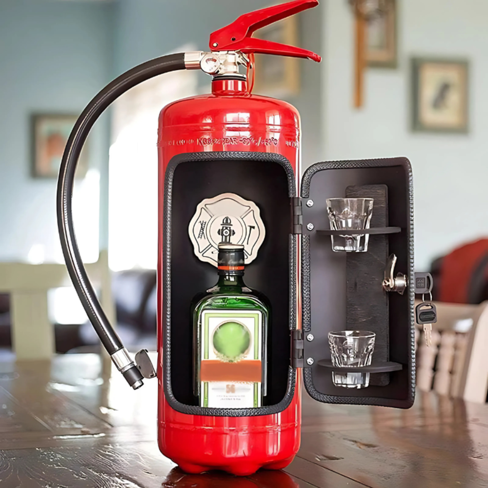 SipCharge - Handgemachte Mini-Bar aus echtem Feuerlöscher