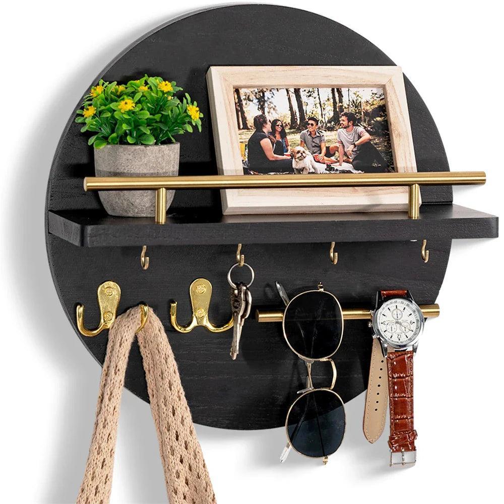 Holz-Schlüsselhalter-Regal - wandmontierter Organizer