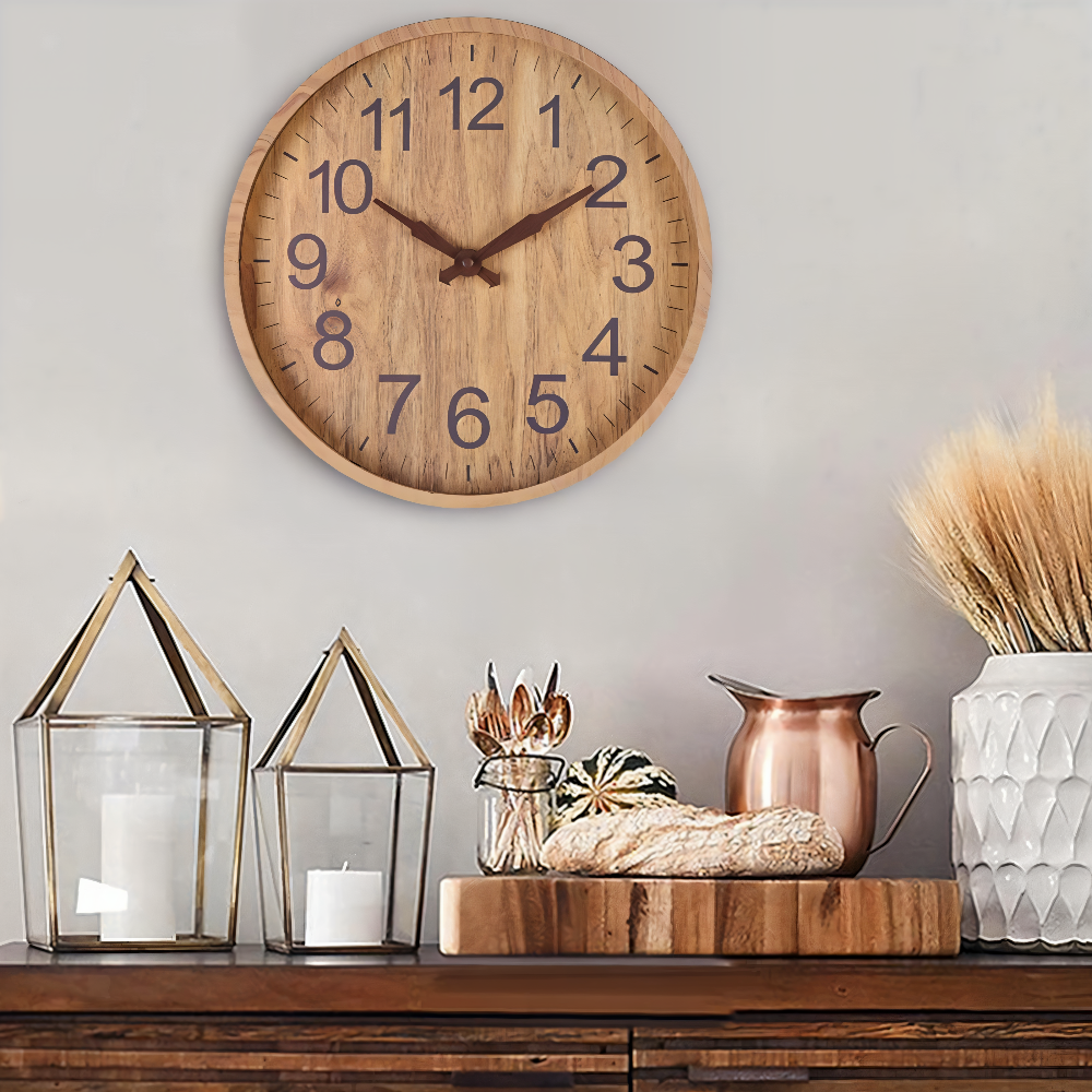 TimberTime - Stille Wanduhr in elegantem Holzdesign