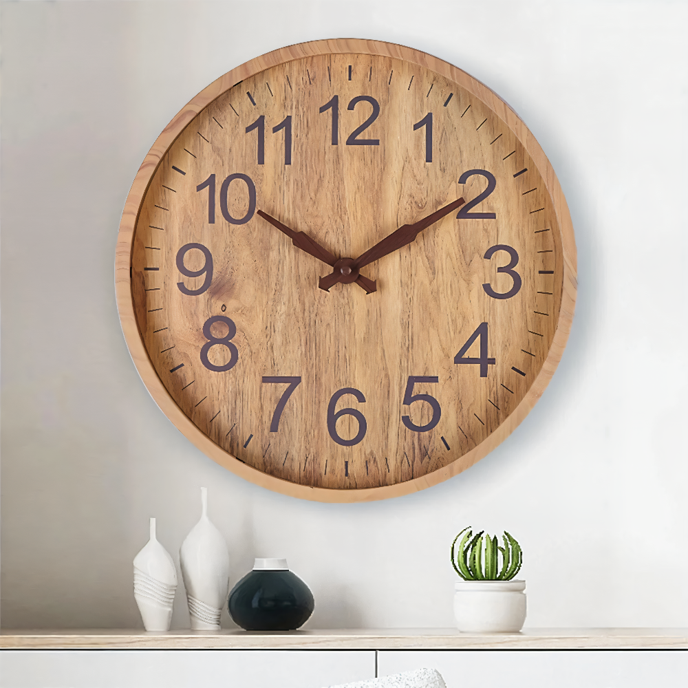 TimberTime - Stille Wanduhr in elegantem Holzdesign