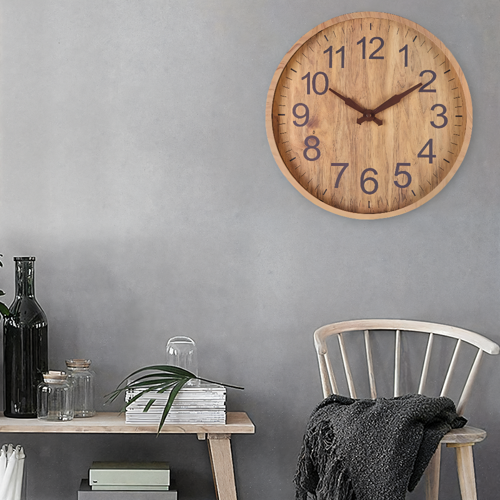 TimberTime - Stille Wanduhr in elegantem Holzdesign