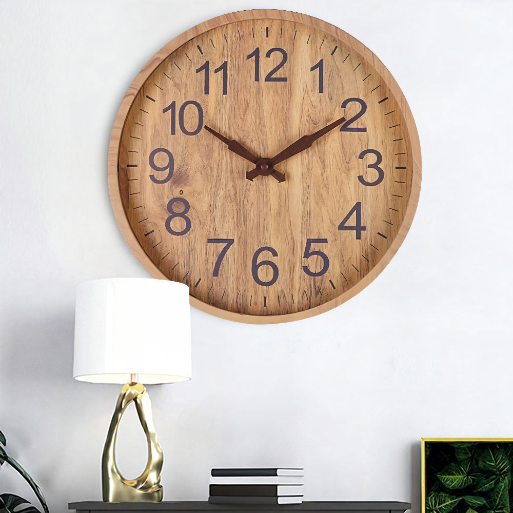 TimberTime - Stille Wanduhr in elegantem Holzdesign