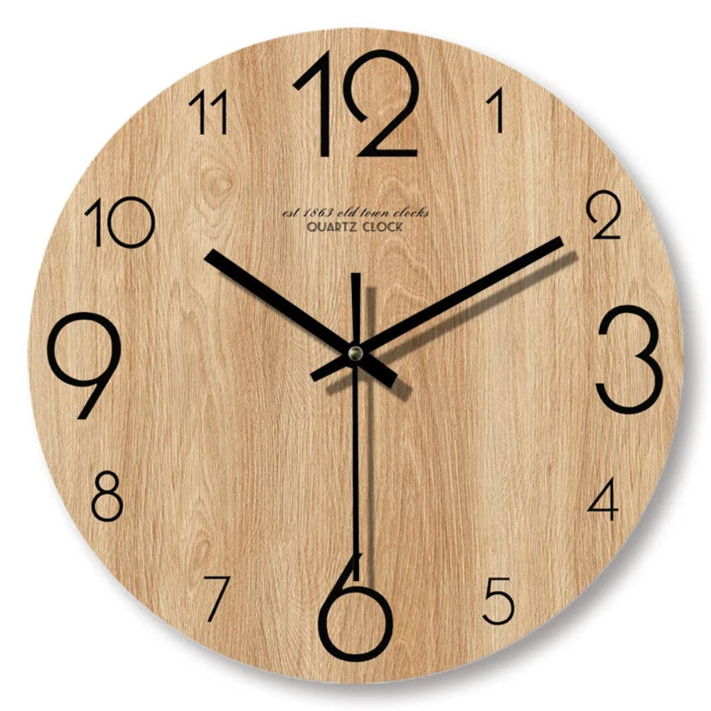 Timberra - Stille Wanduhr aus Holz mit natürlicher Maserung