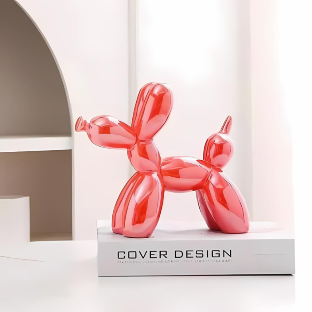 Verspielter Ballon Hund Figur - Keramik Kunst für Zuhause