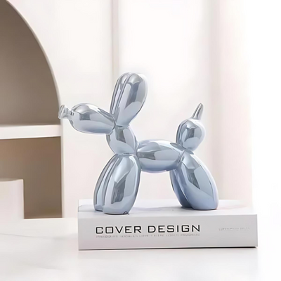 Verspielter Ballon Hund Figur - Keramik Kunst für Zuhause