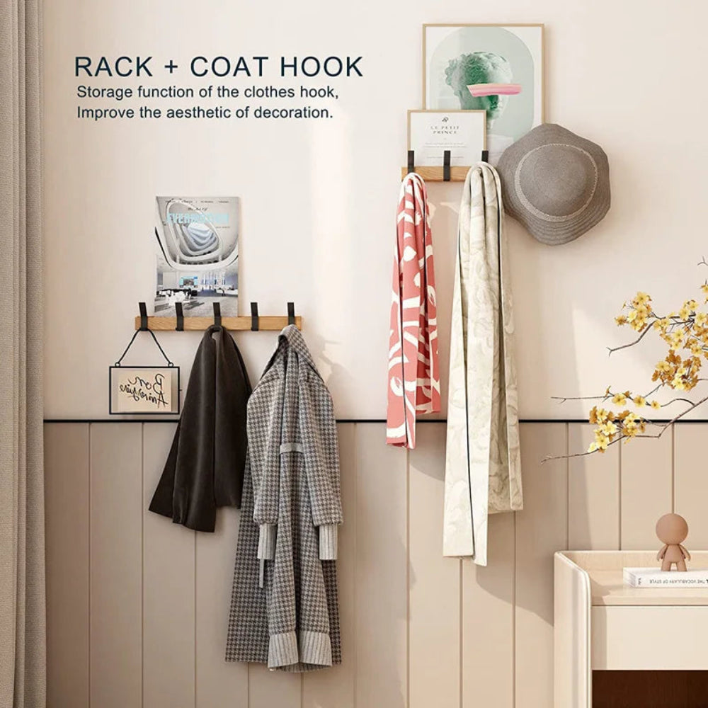 Nordic Design Wandgarderobe mit beweglichen Doppelhaken - Langlebige stilvolle Wandgarderobe