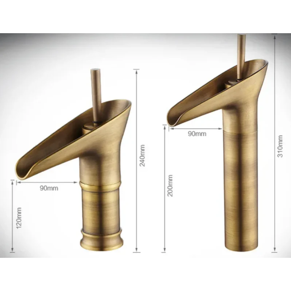 Antiker Wasserfall Wasserhahn – Messing Badezimmer Armatur in Bronze