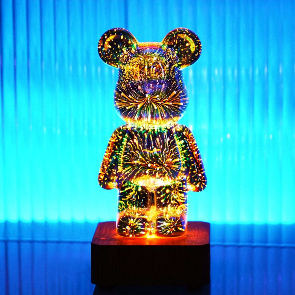 Einzigartige Feuerwerksbär-Lampe – mundgeblasenes Glas mit beeindruckendem Lichteffekt