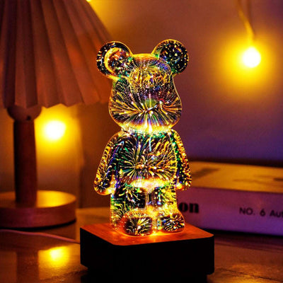 Einzigartige Feuerwerksbär-Lampe – mundgeblasenes Glas mit beeindruckendem Lichteffekt