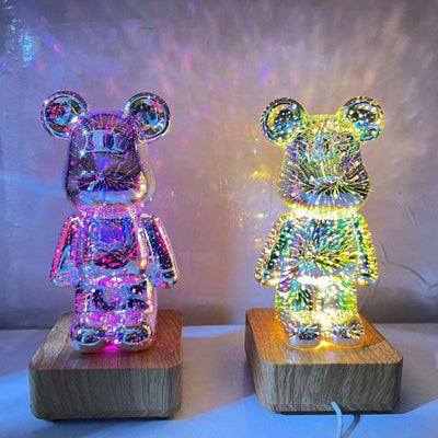 Einzigartige Feuerwerksbär-Lampe – mundgeblasenes Glas mit beeindruckendem Lichteffekt