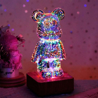 Einzigartige Feuerwerksbär-Lampe – mundgeblasenes Glas mit beeindruckendem Lichteffekt