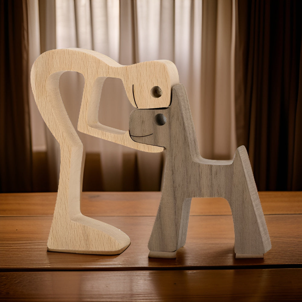 Mensch und Hund Schnitzerei Holz Ornament - Ein Symbol für Liebe und Treue