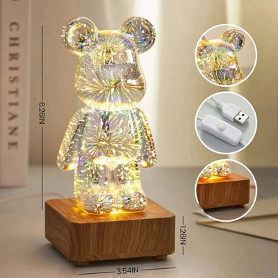 Einzigartige Feuerwerksbär-Lampe – mundgeblasenes Glas mit beeindruckendem Lichteffekt