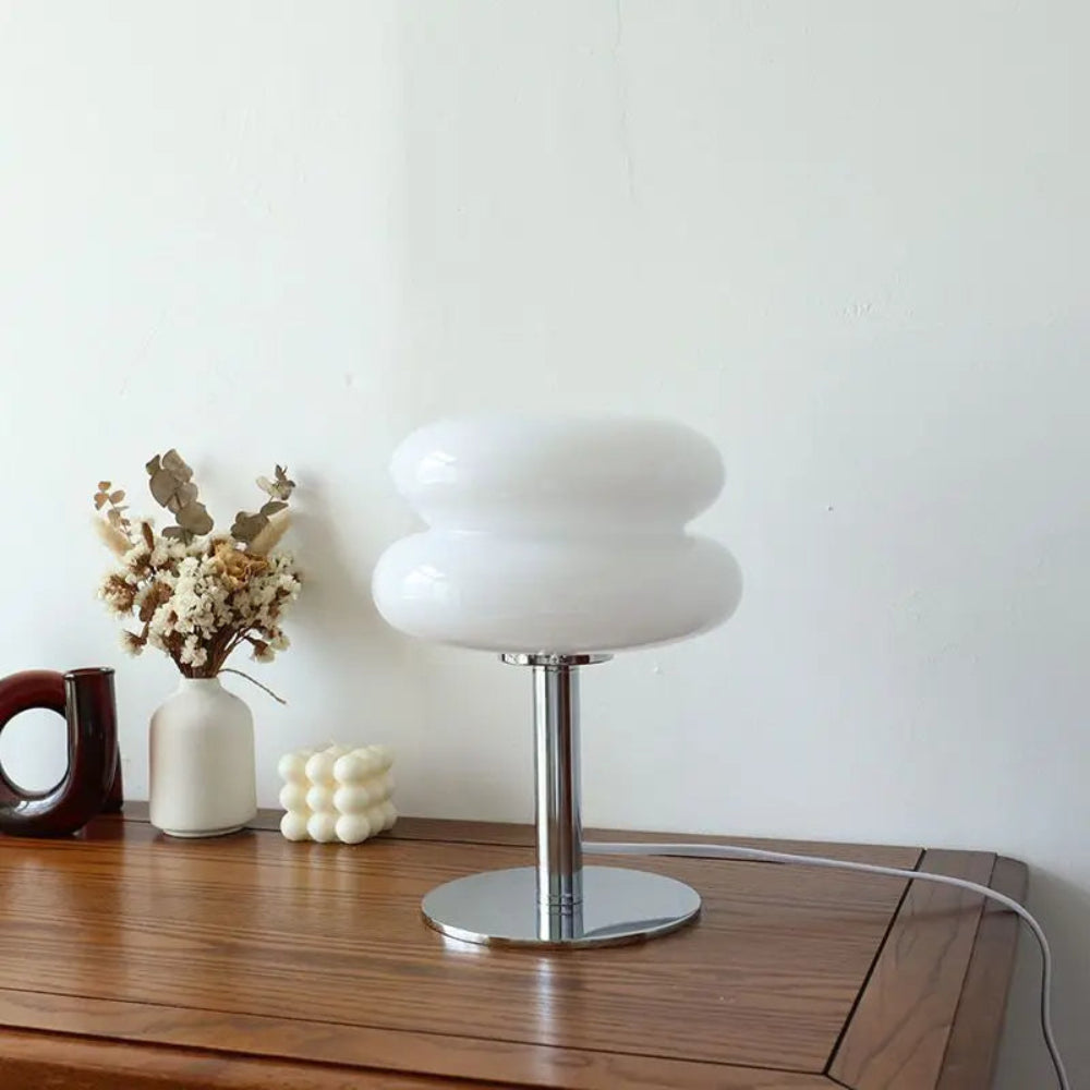 Italienische Designer Glas Ei-Törtchen Tischlampe - Dimmbar und kabellos für Heim und Büro