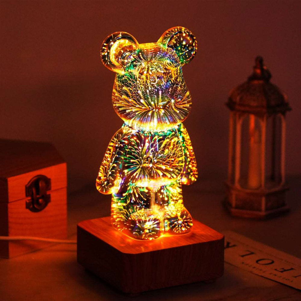 Einzigartige Feuerwerksbär-Lampe – mundgeblasenes Glas mit beeindruckendem Lichteffekt