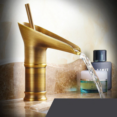 Antiker Wasserfall Wasserhahn – Messing Badezimmer Armatur in Bronze