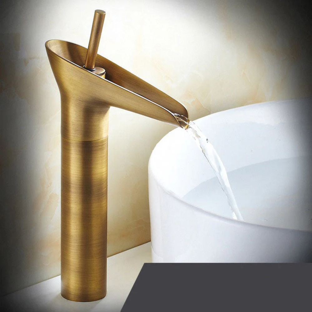 Antiker Wasserfall Wasserhahn – Messing Badezimmer Armatur in Bronze