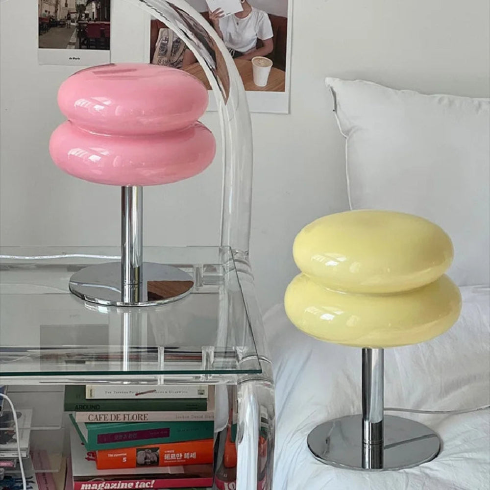 Italienische Designer Glas Ei-Törtchen Tischlampe - Dimmbar und kabellos für Heim und Büro